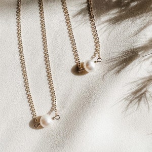 MAMA/ MINI Pearl Necklace Set / Matching Pearl Necklaces, 14k Gold Fill, Sterling Silver imagem 1