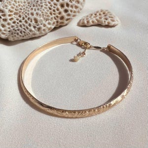 FLORAL BANGLE BRACELET | Gold Bracelet, 14k Gold Fill
