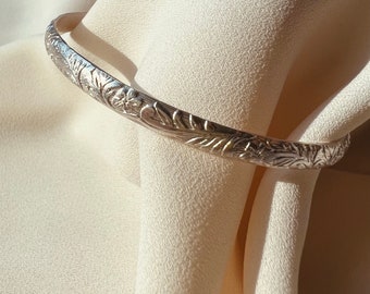 FLORAL BANGLE BRACELET | Sterling Silver Bracelet