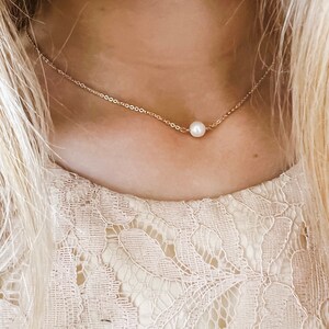 MAMA/ MINI Pearl Necklace Set / Matching Pearl Necklaces, 14k Gold Fill, Sterling Silver imagem 4