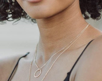 OPEN CIRCLE NECKLACE | 14k Gold Fill, Sterling Silver