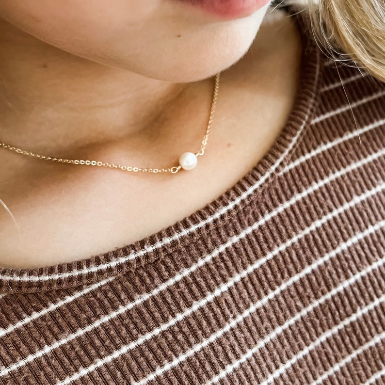 MAMA/ MINI Pearl Necklace Set / Matching Pearl Necklaces, 14k Gold Fill, Sterling Silver imagem 5