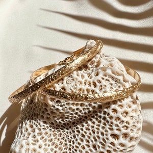 FLORAL BANGLE BRACELET Gold Bracelet, 14k Gold Fill image 9