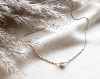 PEARL NECKLACE | 14k Gold Fill or Sterling Silver, Freshwater Pearl Necklace, Handmade