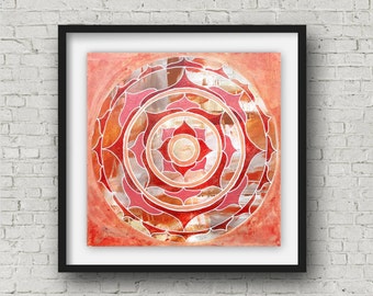 Mandala Print - Mandala Painting - Fall Decor - Sacral Chakra - Home Decor - Fine Art Print - Meditation Altar - Wall Art - Healing Mandala