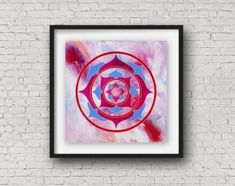 Mandala Print - Mandala Painting - Fine Art Print - Mandala for Bliss - Pink Mandala - Meditation Altar - Wall Art, Healing Mandala