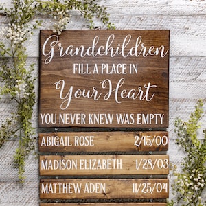 Personalized Wooden Sign for Grandparents, Christmas Gift for Grandma from Daughter, Grandchildren Sign, Wooden Name Signs, Home Decor