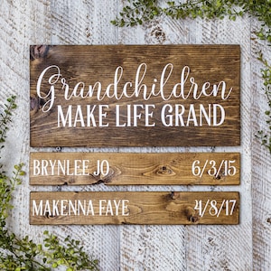 Wooden Grandchildren Sign For Christmas Gift, Personalized Gift for Grandma from Grandkids, Custom Gift Ideas for Nana, Home Decor Gifts image 1