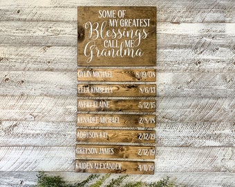 Grandparent Gift, My Greatest Blessings Call Me Grandma, Grandma Sign With Children Names, Personalized Gifts, Grandchildren Sign, gift for