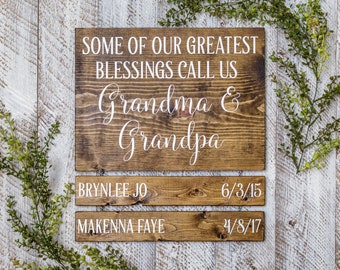 Mother's Day Gift from Daughter, Our Greatest Blessings Call Us, Grandchildren Sign, Personalized Gifts for Grandma, Names Wooden Signs for