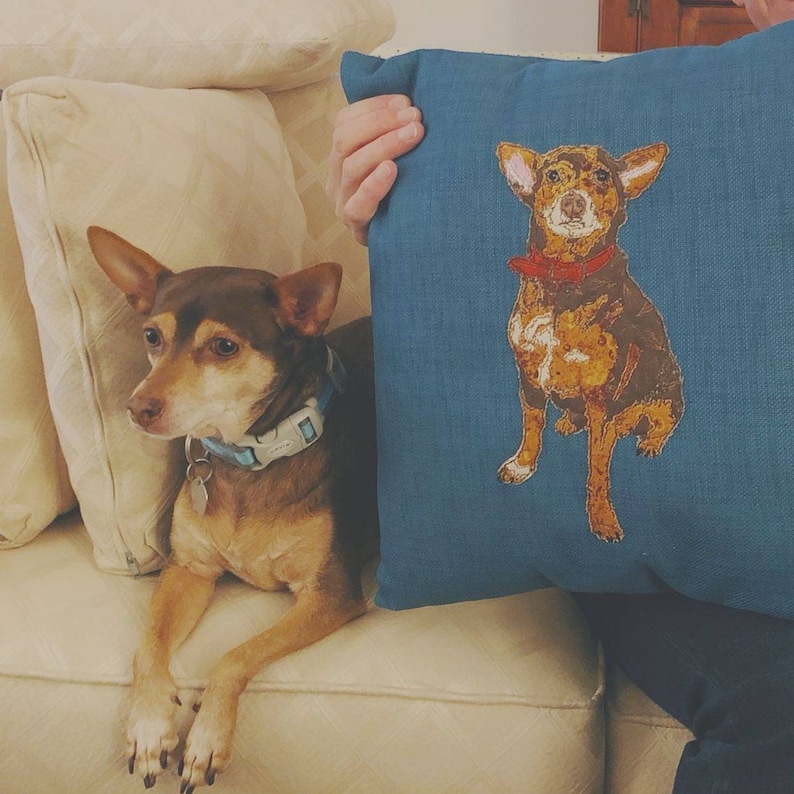Design My Dog,Pet Portraits, Pillows, Totes, Wall Art, Fabric Trays image 6