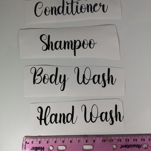 Bathroom pump bottle labels, vinyl labels, Bathroom labels, bottle labels, Shampoo, Conditioner, Body wash, Hand wash, free postage