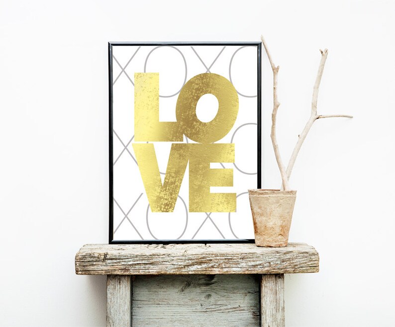 Gold Foil LOVE XOXO Print 8x10 or 11x14 Matte Options Etsy