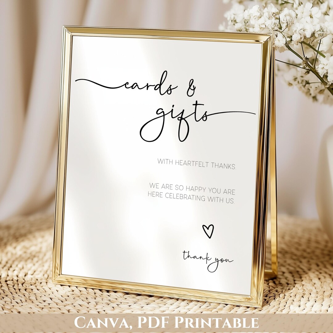 Cards and Gifts Sign, Canva Template, PDF Printable, Digital Download ...
