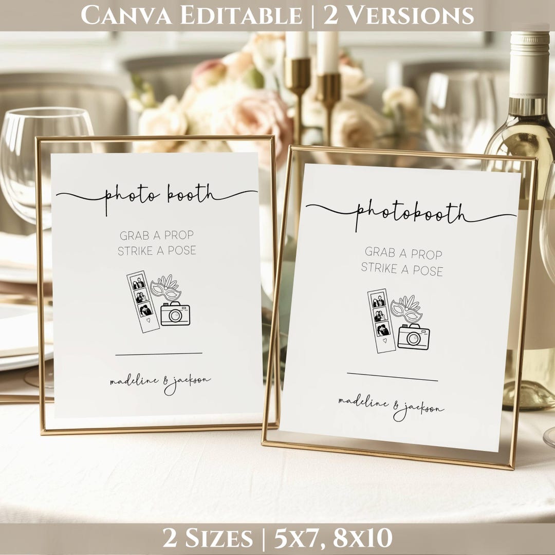 Photo Booth Sign, Photobooth Signage, Canva Template (digital Download ...