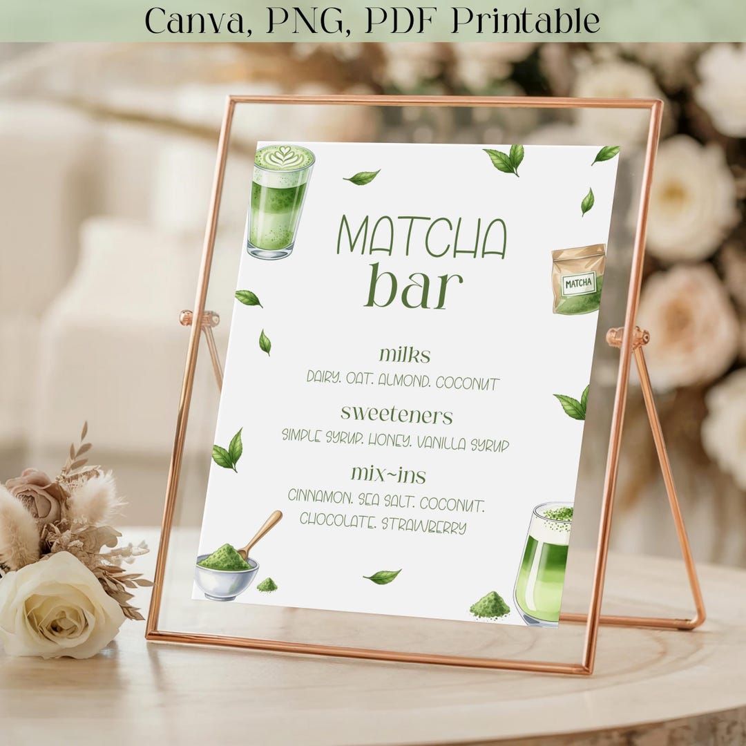 Matcha Bar Code Matcha Bar Sign, Canva Template, PNG, PDF Printable, Digital Download ...