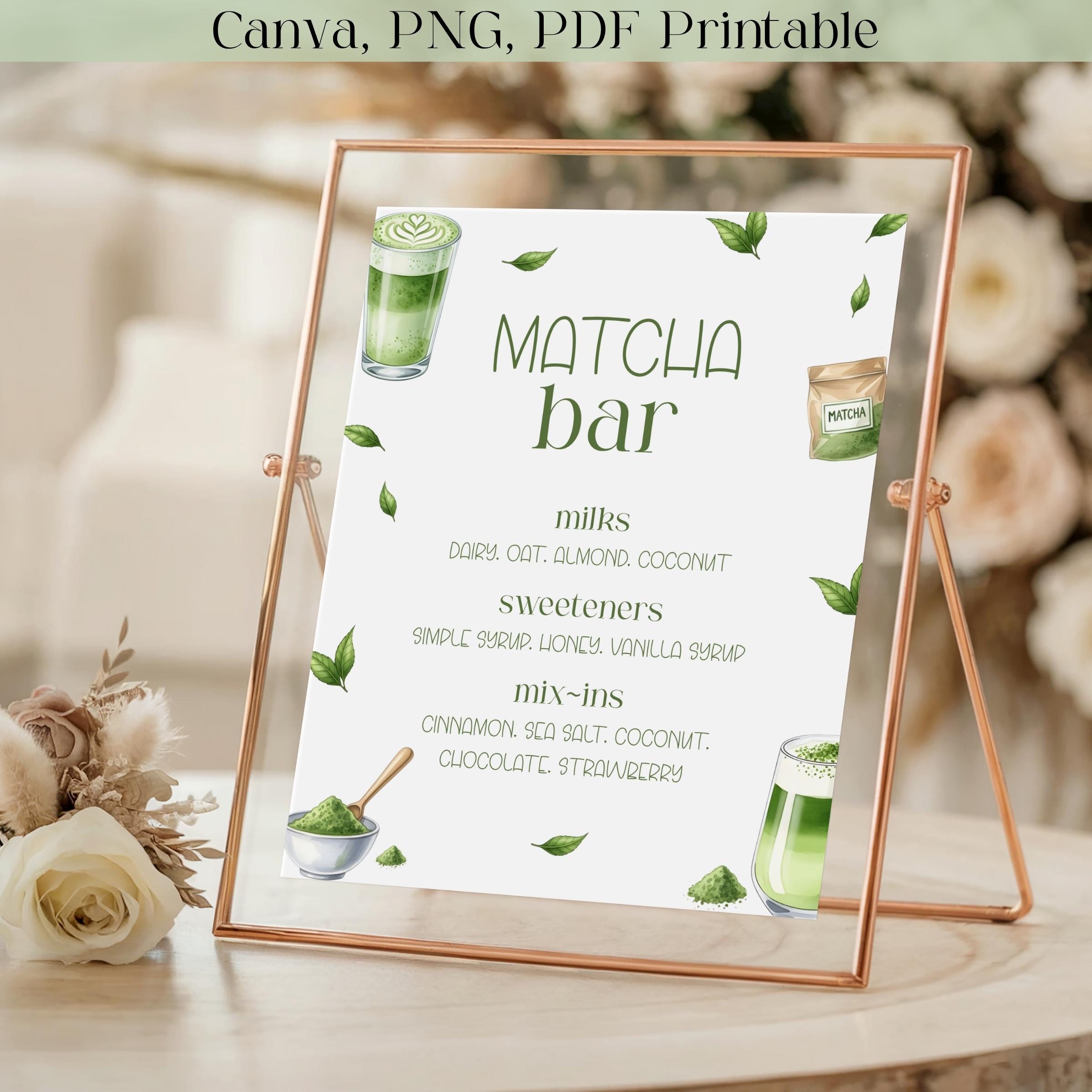 Matcha Bar Sign, Canva Template, PNG, PDF Printable, Digital Download ...