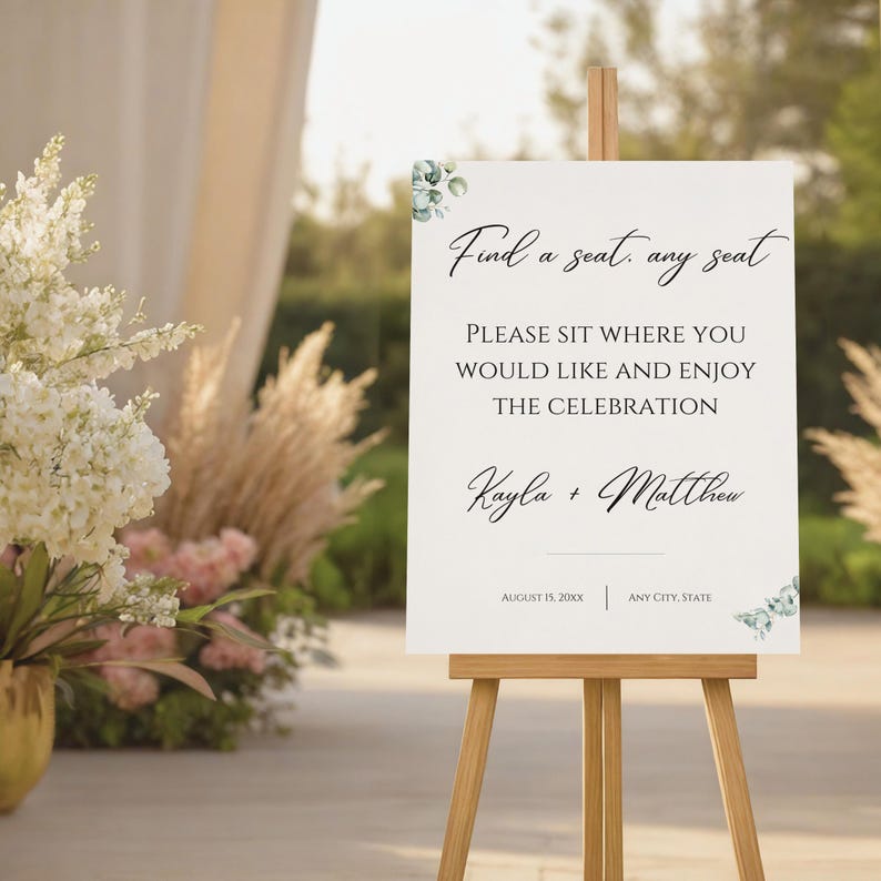 Open Seating Sign, Canva Template (digital Download), 16x20 / 18x24 ...
