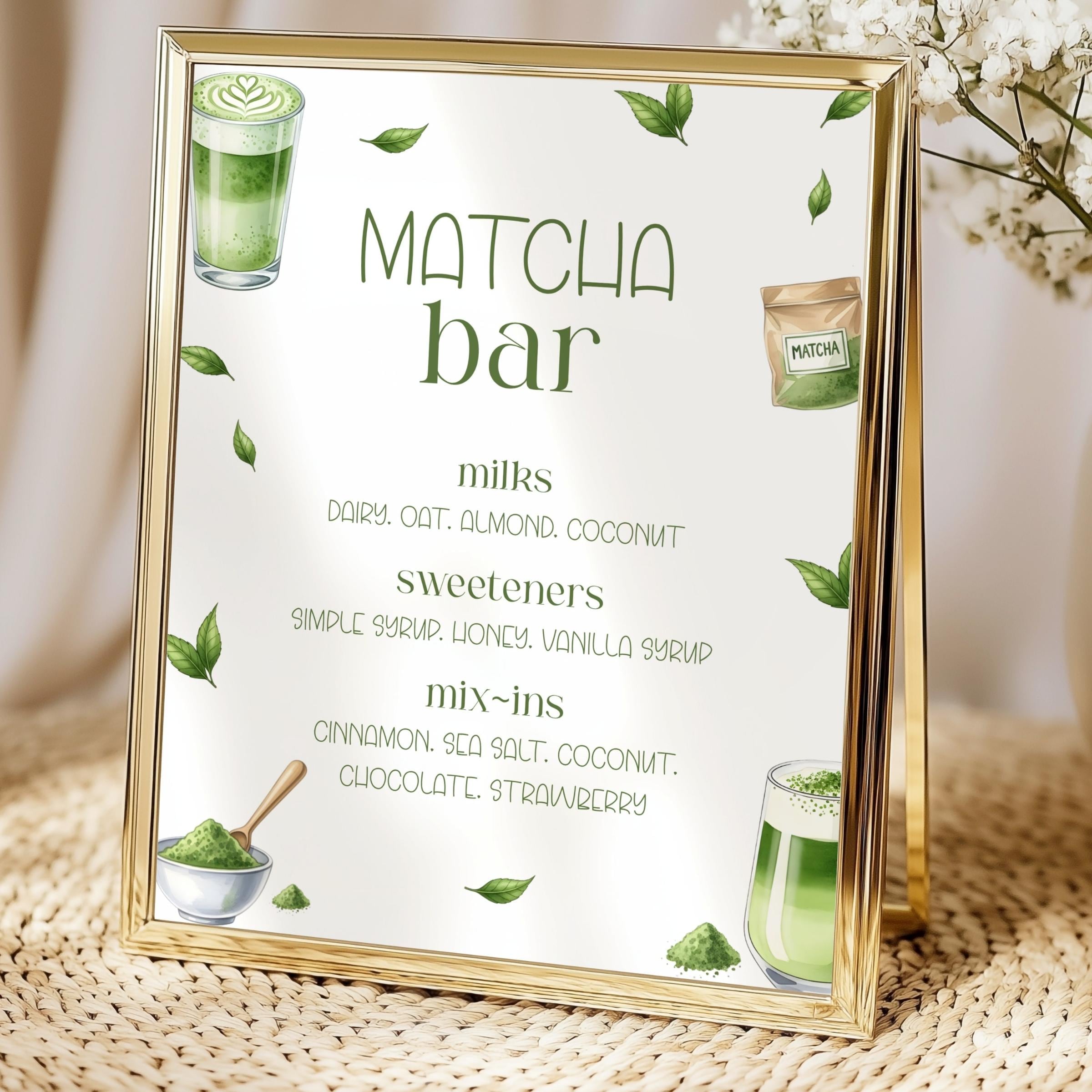 Matcha Bar Code Matcha Bar Sign, Canva Template, PNG, PDF Printable, Digital Download ...