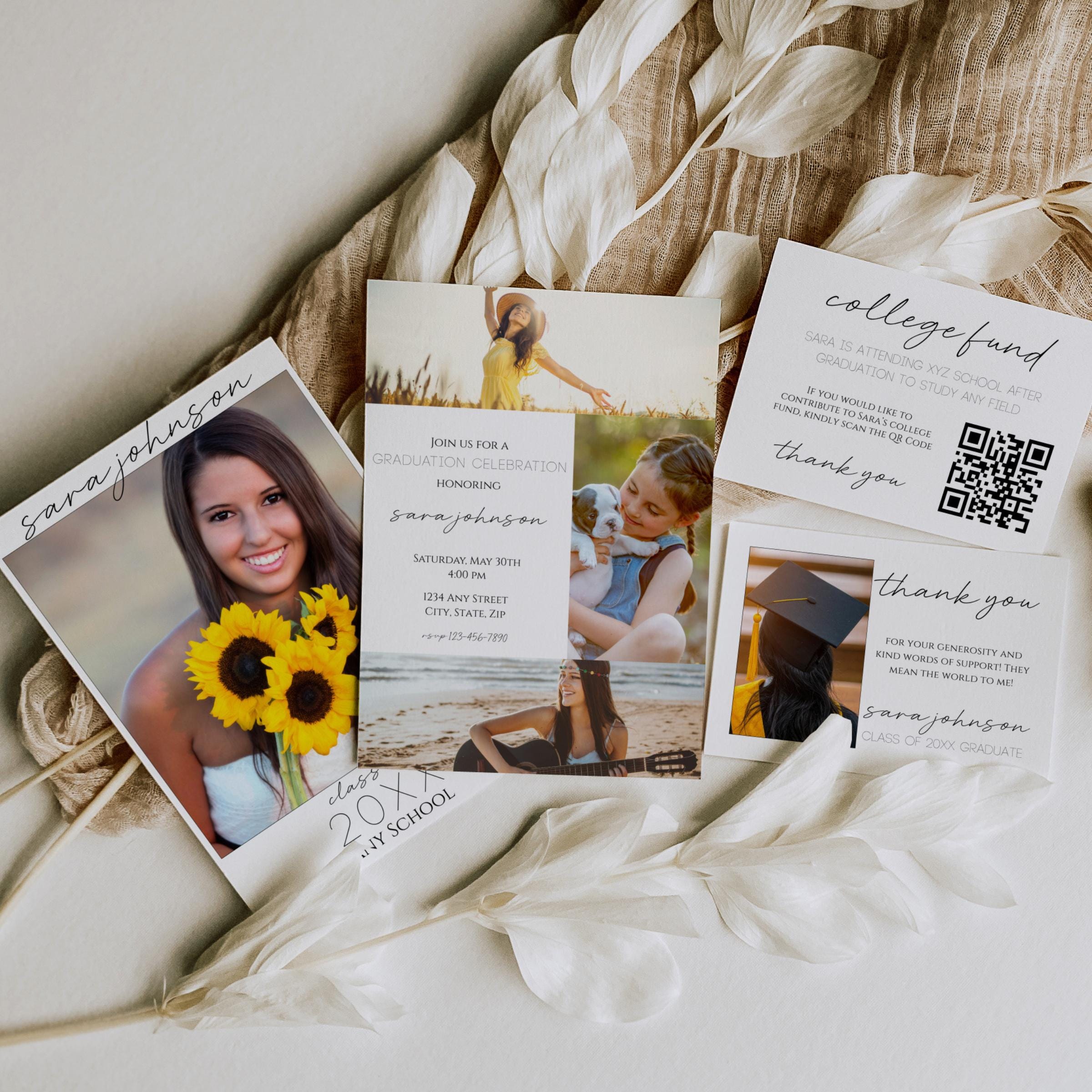 Graduation Invitation Bundle, Canva Template (digital Download), 5x7 ...