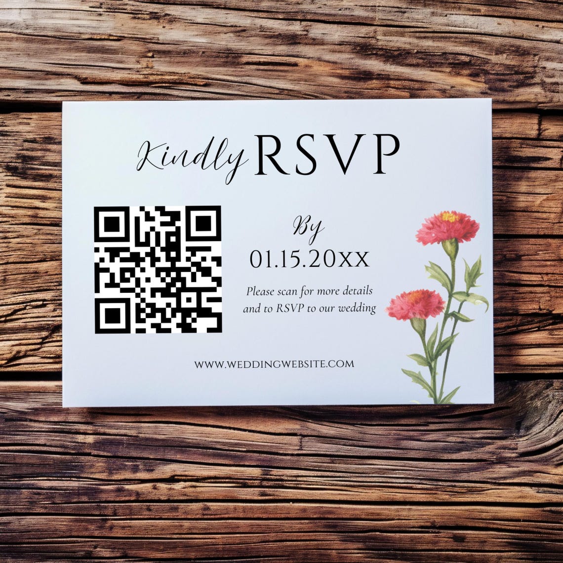 Wildflower Wedding RSVP QR Code, Wedding Rsvp Template, Rsvp Qr Code ...