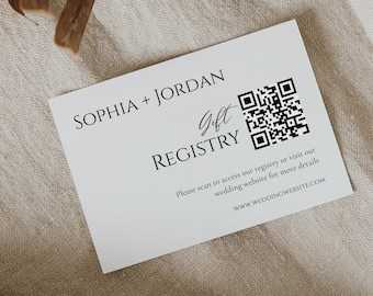 Wedding Registry Card, QR Code, Canva Template (Digital Download), 5x3.5, Minimalist Design, MN01