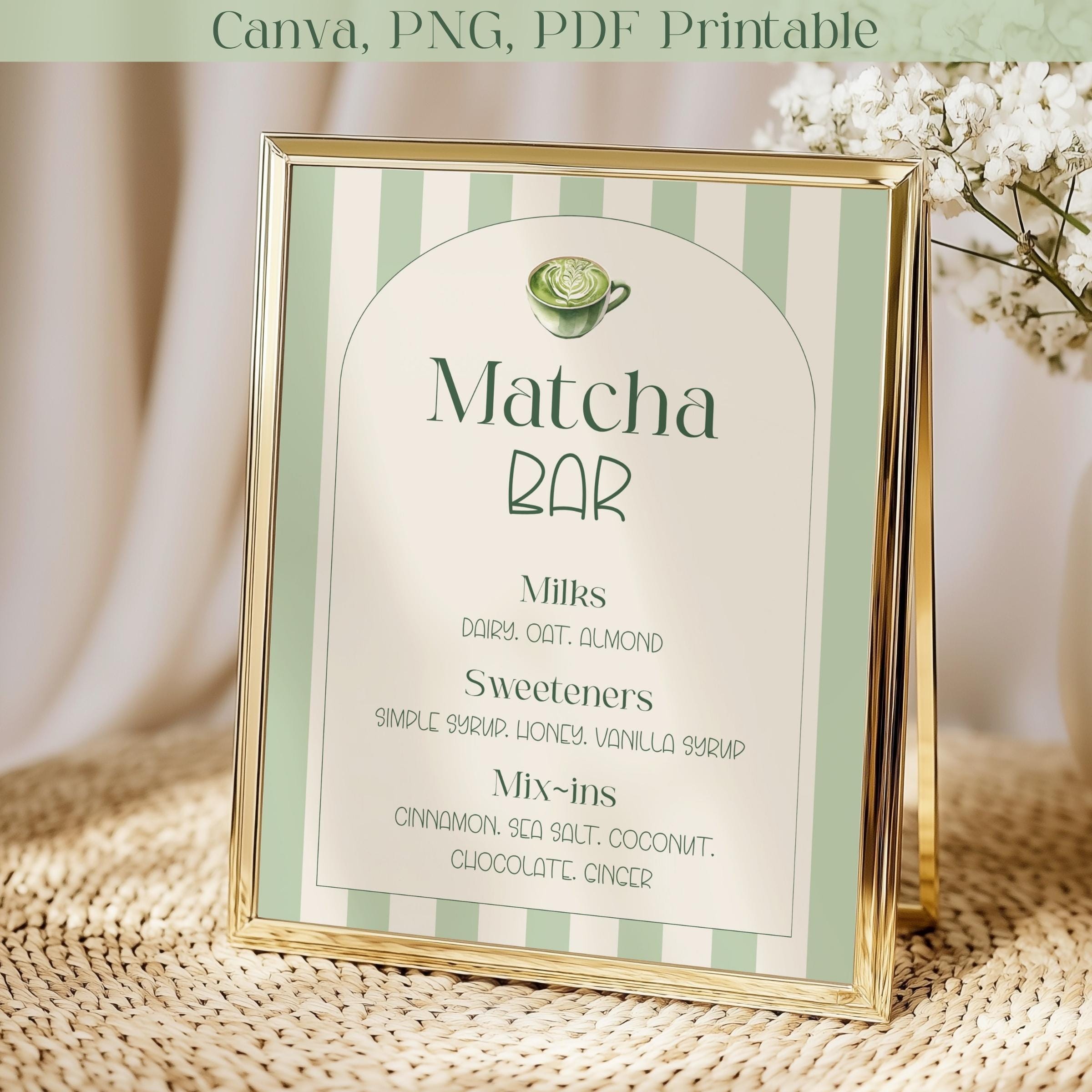 Matcha Bar Sign, Canva Template, PNG, PDF Printable, Digital Download ...