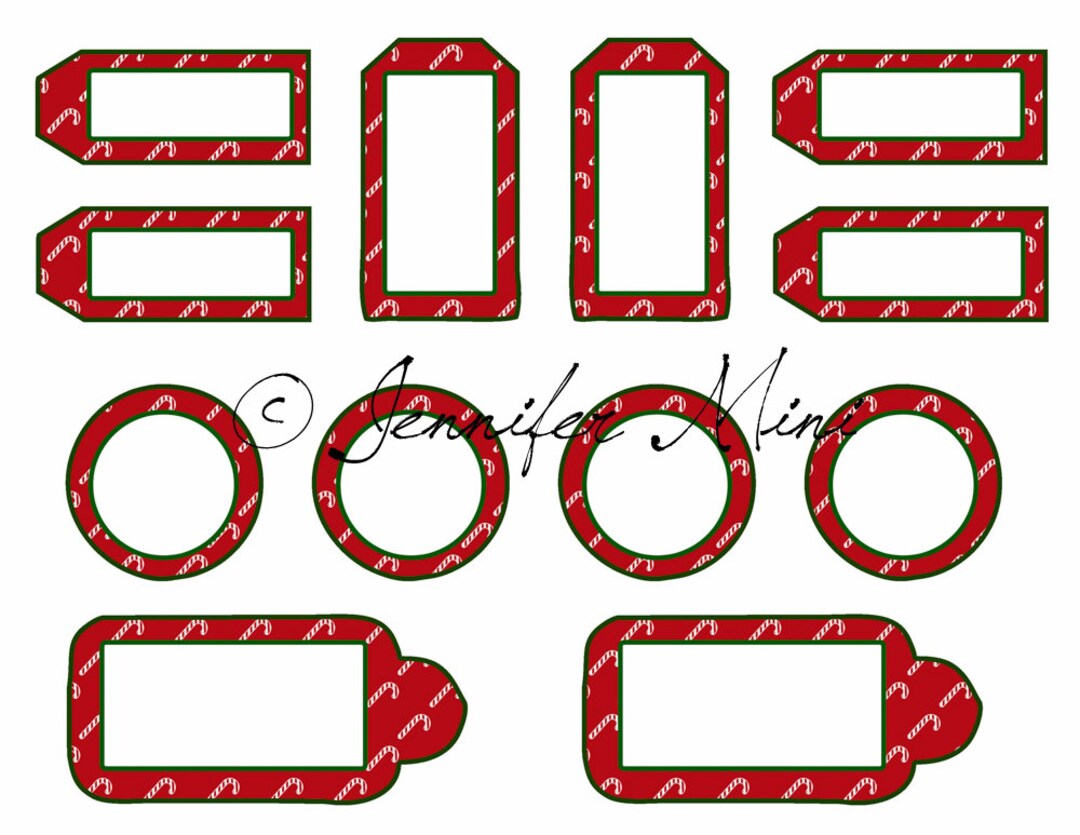 Printable DIY Holiday Gift Tags Instant Download Red &amp; Green Candycane ...