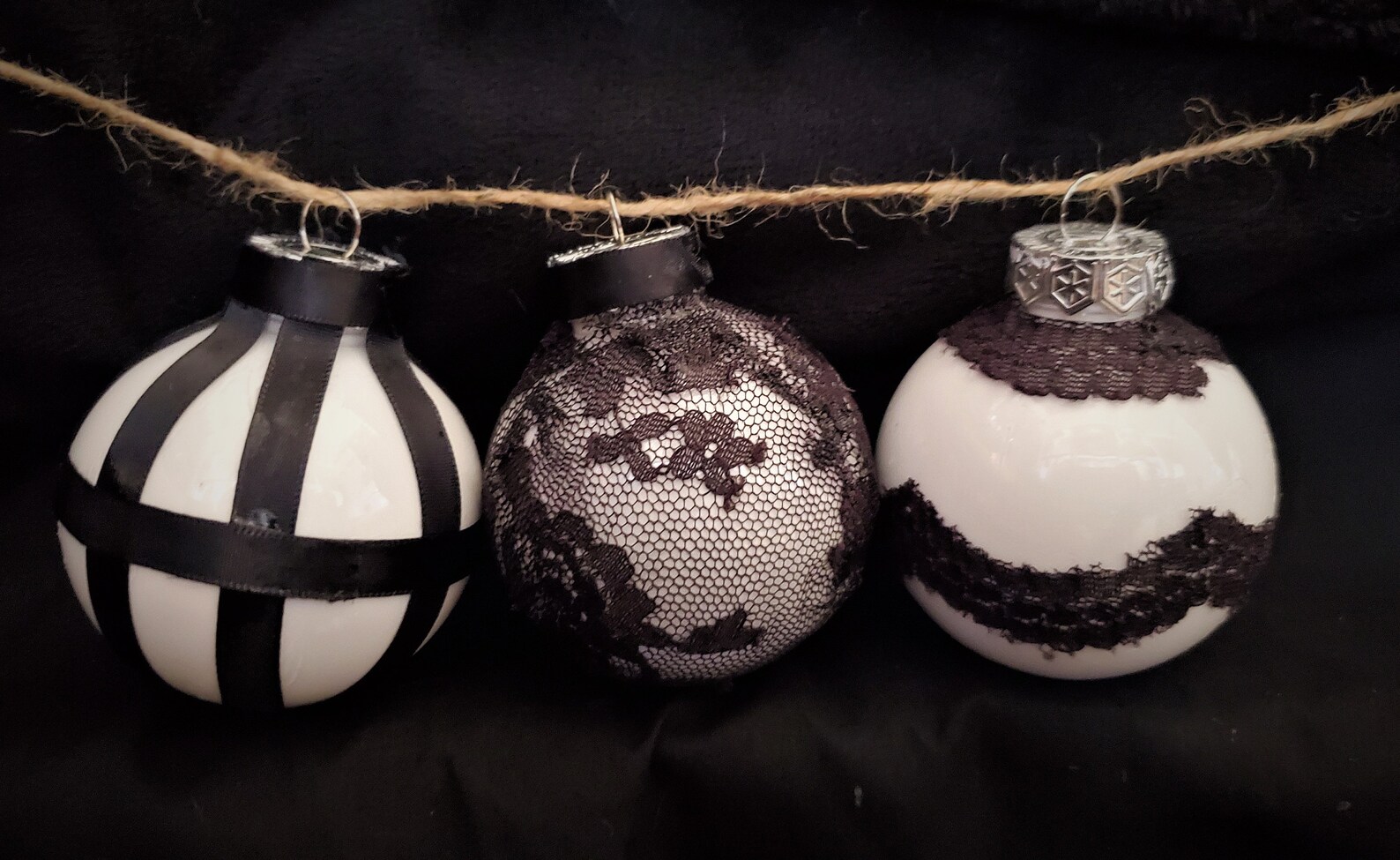 White and Black Ornaments Set Of Three | Etsy