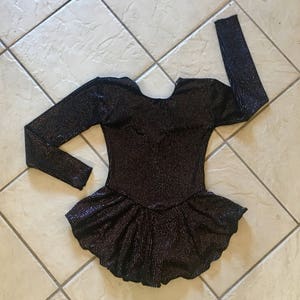 Handmade Glittery Black Velvet Dancing Queen Sparkly Disco Competition Figure Ice Skating Dress 4/6 (CS), 6/7 (CM), 8/10 (large), 12/14 CXL