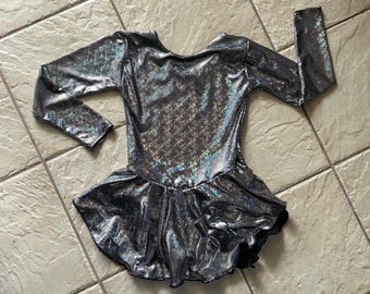 Handmade Silver Disco Ball Shiny Metallic Spandex KIDS Competition Figure ice skating Dress sizes: 4T, 4/6, 6x/7, 8/10, 12/14, 14/16