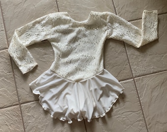 Handmade Ivory Floral lace Velvet Girls competition figure ice skating dress Girls Size: 4, 4-6, 6-7, 8-10, 12-14, 14-16