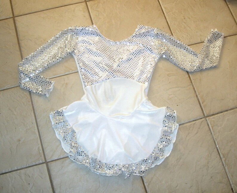 Winter wonderland sequin ruffle skirt set -white/silver