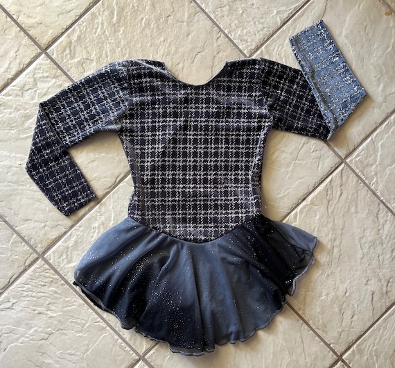 Handmade Girls Glittery Gray Plaid Chiffon Cheer Dance Competition