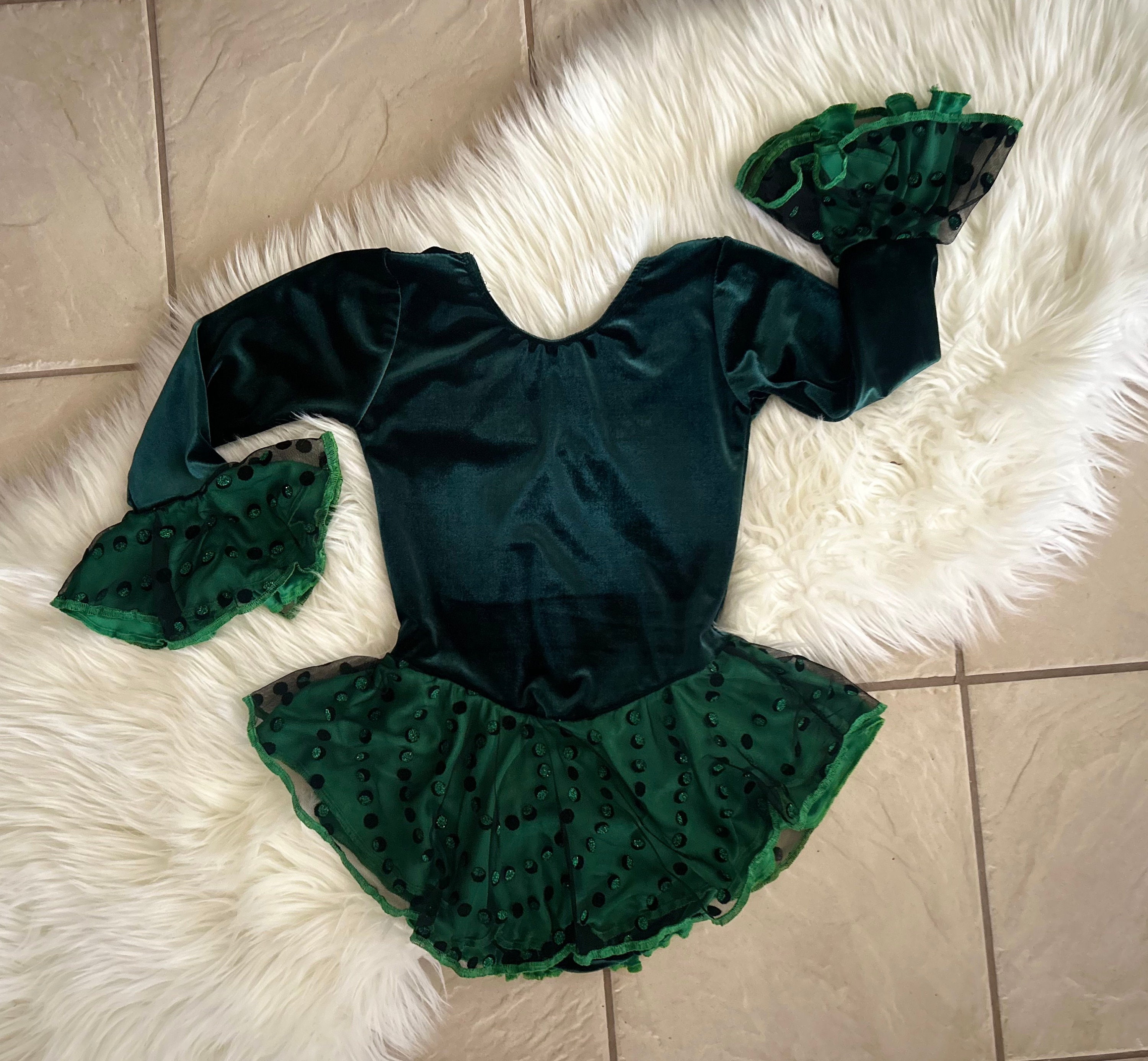 dark green figure skating dress Solitaire F22009R Classic High Neck Rope Crystals – Figure Skating Boutique main image 0