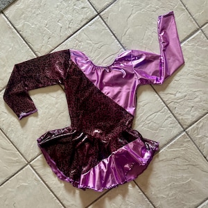 handmade Girls Purple Leopard Velvet Shiny Metallic Competition Figure Ice Skating Dress 4 (cxs) 4-6 (CS), 6-7 (CM), 8-10 (CL), 12-14, 14-16