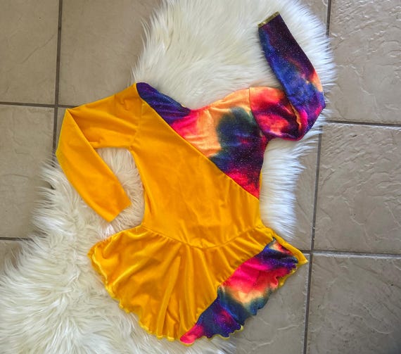 Handmade Girls Yellow Velvet COLORFUL Rainbow GLITTERY Dance