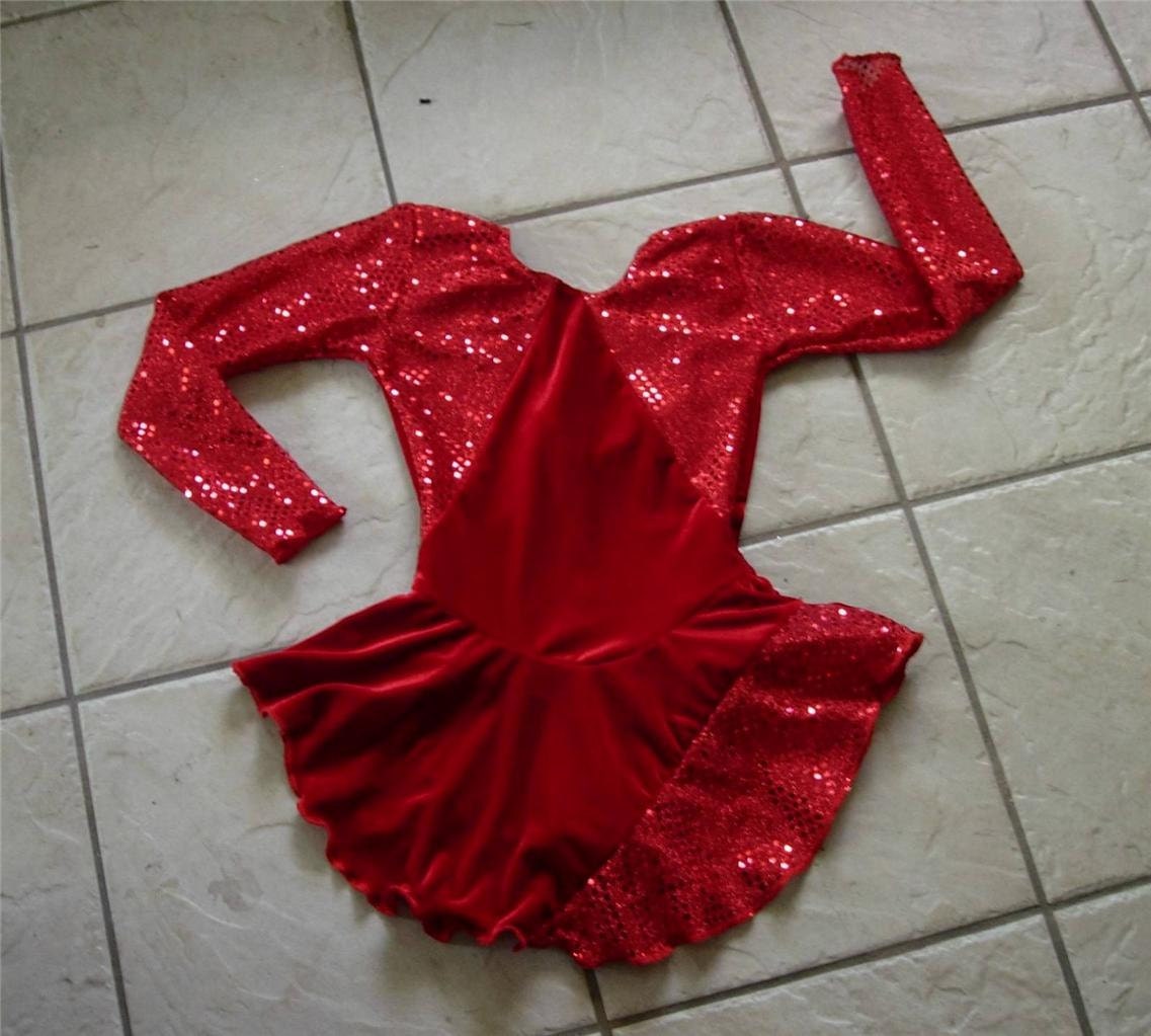 Handmade Red Confetti Sequin Disco Velvet Competition Figure Etsy