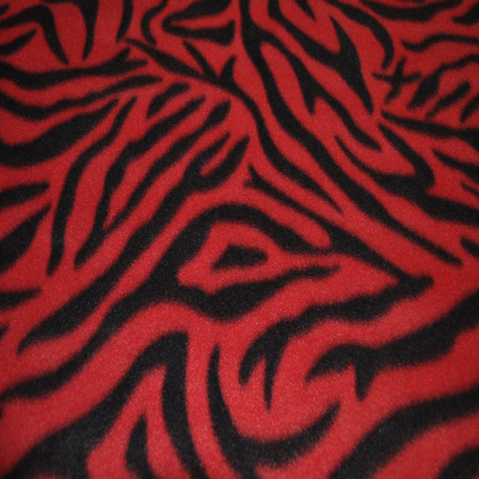 Red Zebra Print Fleece Fabric 1 Yard Etsy