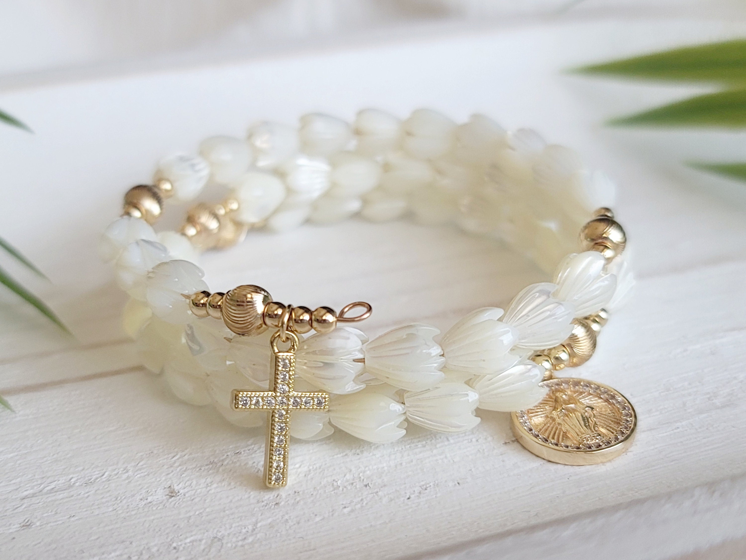 Pearl rosary bracelet deals