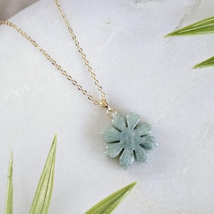 Green Jade Filipino Sun Necklace, 14K