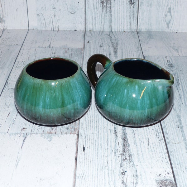 Blue Mountain Pottery Creamer and Sugar Dish BMP Collingwood Drip Glaze