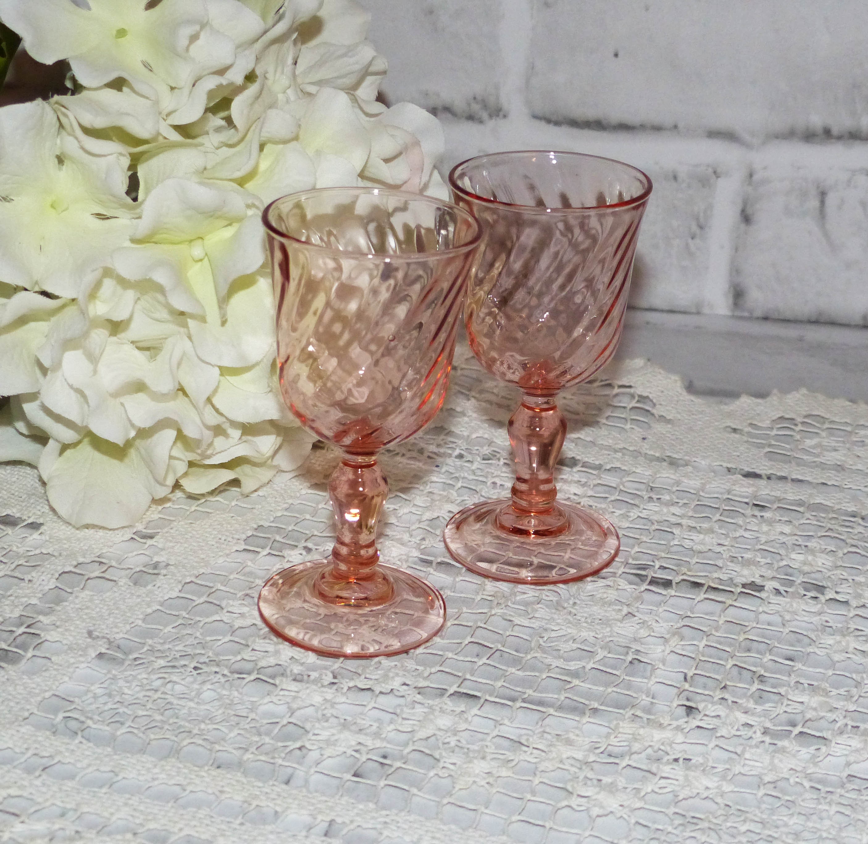 Luminarc Arcoroc France Rosaline Pink Swirl Cordial Glasses Etsy