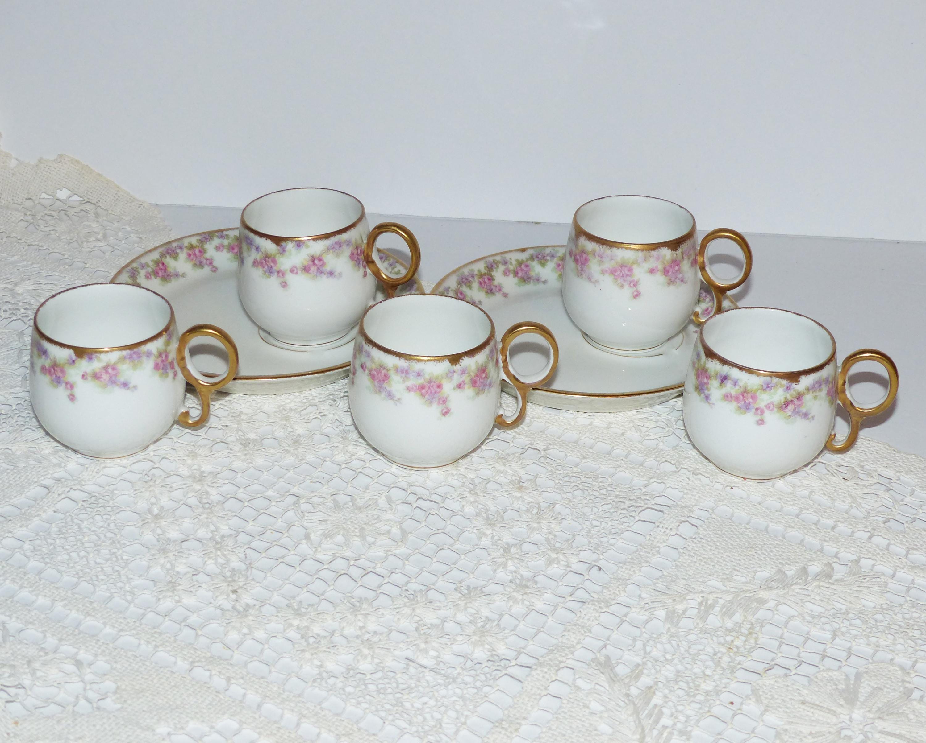 4 Tasses anciennes argent et blanc J.B. Limoges - UK