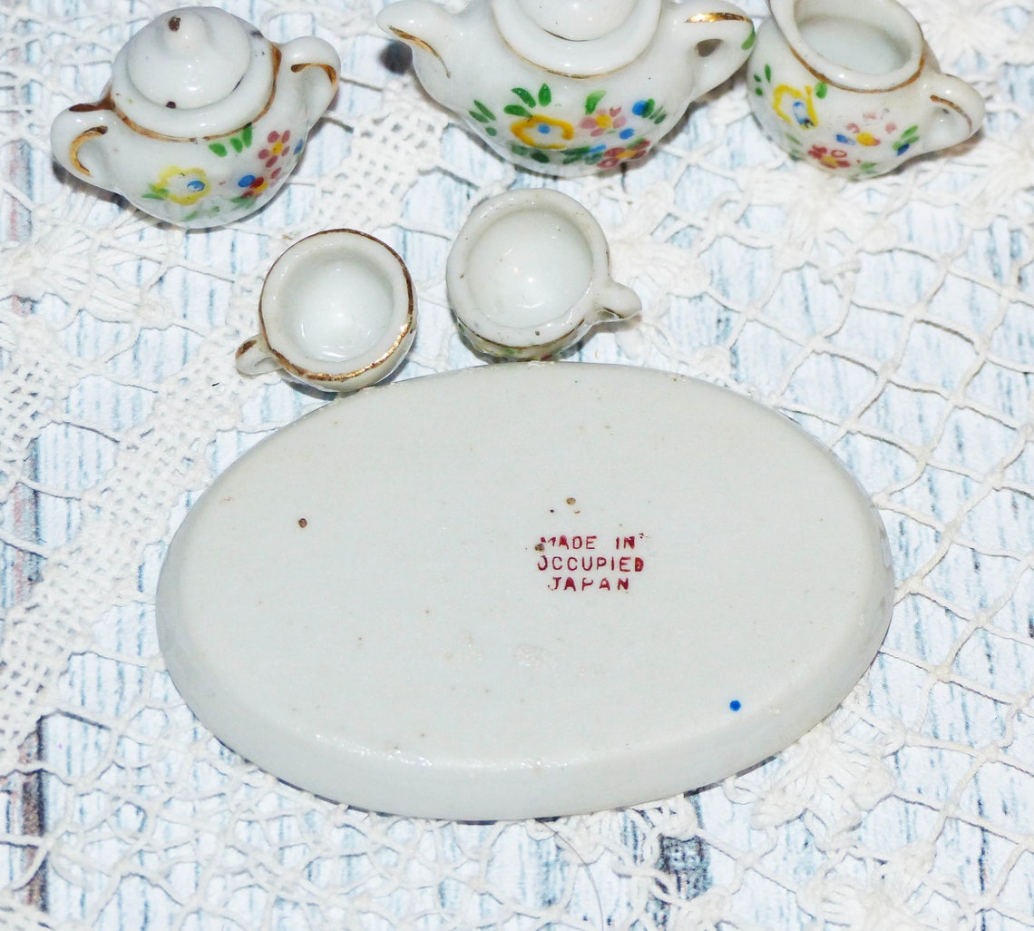 Occupied Japan Miniature Antique Child's China Tea Set Etsy