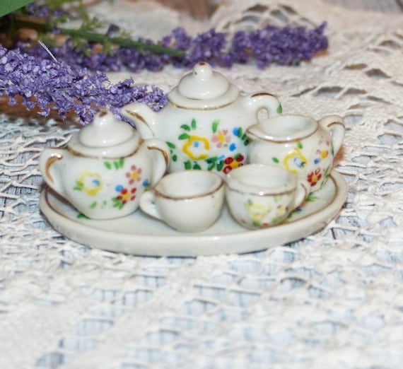 Occupied Japan Miniature Antique Child's China Tea Set Etsy