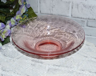 Pink glass Swirl Bowl Beautiful Serving Bowl