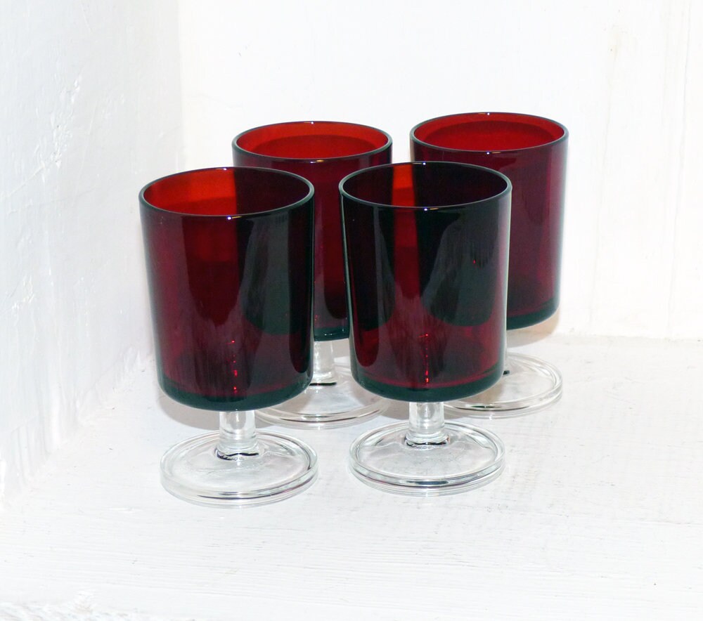 Ruby Red Glassware Luminarc 4 Wine Glasses Cavalier Etsy