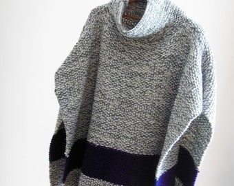 Chilly Day Poncho Knitting Pattern, Seed Stitch, Beginner friendly (PDF Pattern)