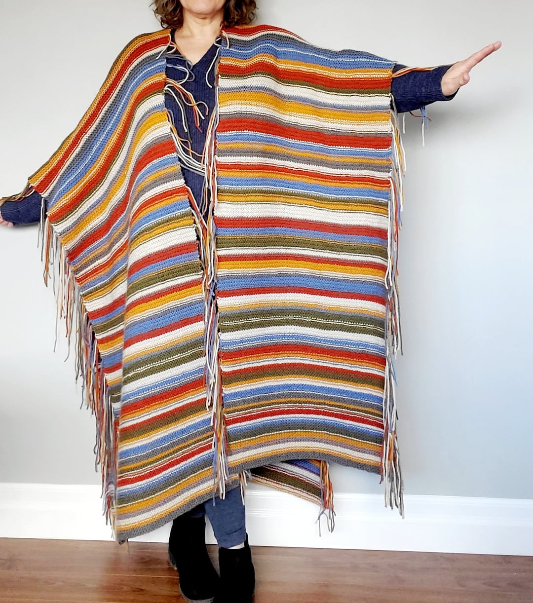 KNITTING PATTERN, mountain Ridge Ruana, Knitted Ruana, Knit Ruana